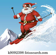 skiing Santa skiing Santa