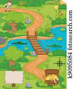 tesouro, caça, mapa