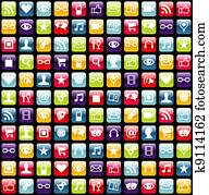 טלפון נייד, אפליקציה, איקונים, תבנית, רקע