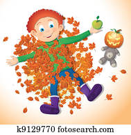 niño, en, otoño sale