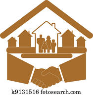 signere, med, håndtrykk, og, familie, inn, h