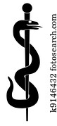 Rod of Asclepius Snake Symbol Illustration Rod of Asclepius Snake Symbol Illustration