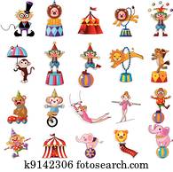 ציור היתולי, שמח, קרקס, הראה, איקונים, אוסף