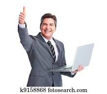 Executive businessman with laptop.