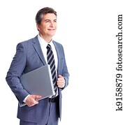 Executive businessman with laptop.