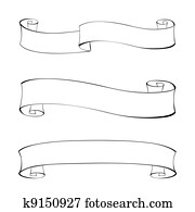 negro, línea, caligrafía, cinta, marco, bandera, conjunto