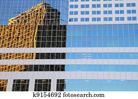 ventana, reflexión, de, nuevo, ciudad