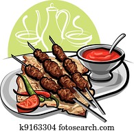 kebab with tomato sauce kebab with tomato sauce