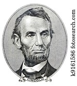 president Abraham Lincoln as he looks on five dollar bill obverse 