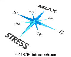 relax stress and relax words on compass conceptual image 