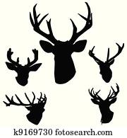 veado, antlers, silueta