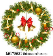 Christmas wreath with christmas tre Christmas wreath with christmas tre