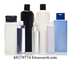 Collection of bottles of health and beauty products Collection of bottles of health and beauty products