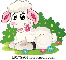 Cute lamb with flowers Cute lamb with flowers