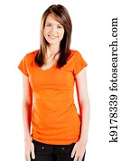 cute teen girl over white background