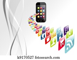 Global iphone apps icons tech background Global iphone apps icons tech background