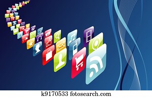 Global mobile phone apps icons Global mobile phone apps icons