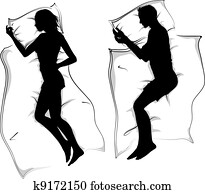 woman and men silhouettes lying in