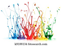 Colorful paint splashing isolated on white Colorful paint splashing isolated on white