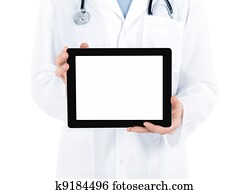 Doctor Showing Blank Digital Tablet PC