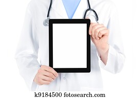 Doctor Showing Blank Digital Tablet PC