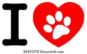Paw Print In A Heart And Letter I Paw Print In A Heart And Letter I