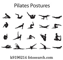 20 Pilates or Yoga Postures Positions Illustration 20 Pilates or Yoga Postures Positions Illustration