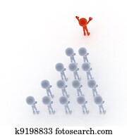 mitarbeitergruppe, führer, mit, seine, leute., begriff