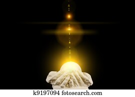 Spiritual healing light in hands