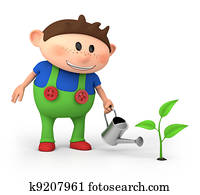 boy watering sprout boy watering sprout