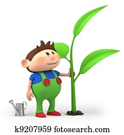 boy watering sprout boy watering sprout