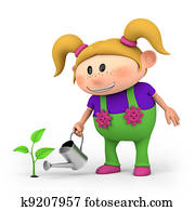 girl watering sprout girl watering sprout
