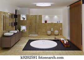 lujo, cuarto de baño, interior