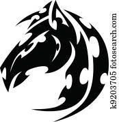 Mustang Stallion Horse Tribal Tattoo Vector Image Mustang Stallion Horse Tribal Tattoo Vector Image