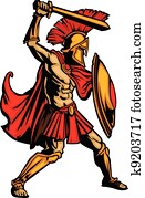 Spartan Mascot Body with Sword and Shield Vector Illustration Spartan Mascot Body with Sword and Shield Vector Illustration