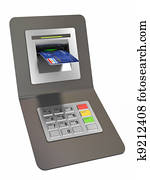Money withdrawal. ATM and credit or debit card
