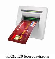 Money withdrawal. ATM and credit or debit card