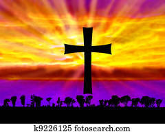 Abstract Fantasy Sunset with Cross Abstract Fantasy Sunset with Cross