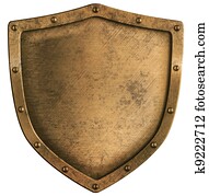 aged brass or bronze metal shield isolated on white aged brass or bronze metal shield isolated on white