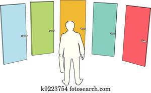 Business person choose doors choices decision Business person choose doors choices decision