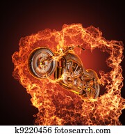 chopper bike in fire chopper bike in fire
