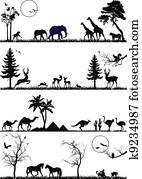 animal background set, vector animal background set, vector