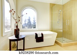 Luxury new natural classic bathroom.