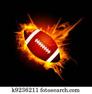 Realistic American football in the fire Realistic American football in the fire