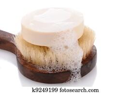Bar of Soap on a Bath Brush