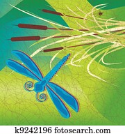 Marsh, Cattails, Batik Fabric Style Marsh, Cattails, Batik Fabric Style