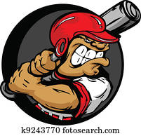 Tough Baseball Player with Helmet Holding Baseball Bat