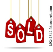 vendido, varejo, aprece etiqueta, sinal