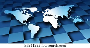 World Map Dimensional Design