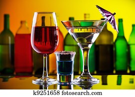 Alcohol drinks and cocktails on bar Alcohol drinks and cocktails on bar